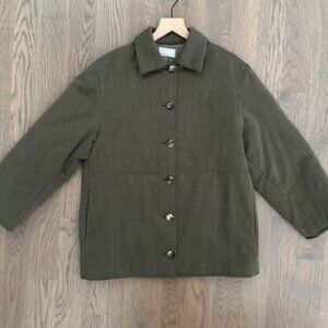 Margon Vintage 80s Insulated Wool Chore Coat Jacket in Brown Olive 42 / Medium